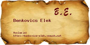 Benkovics Elek névjegykártya
