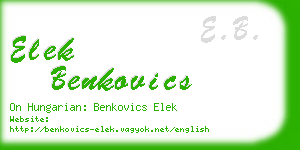 elek benkovics business card